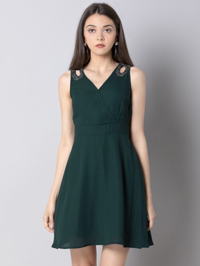 FABALLEY Women Sheath Green Dress - Buy ...